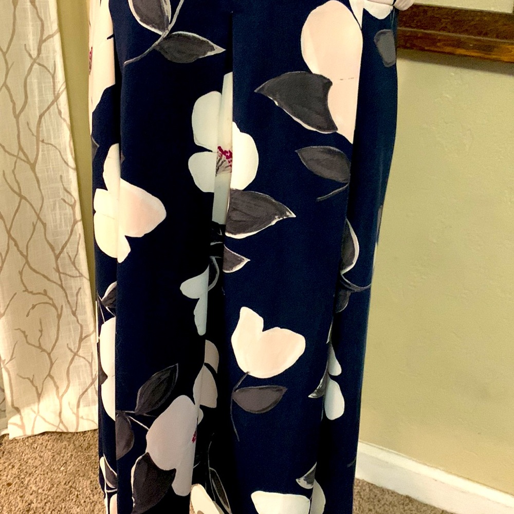 AnnTaylor Blue Floral Pleated Garden Party Office Church Dress size 16 - Picture 7 of 14